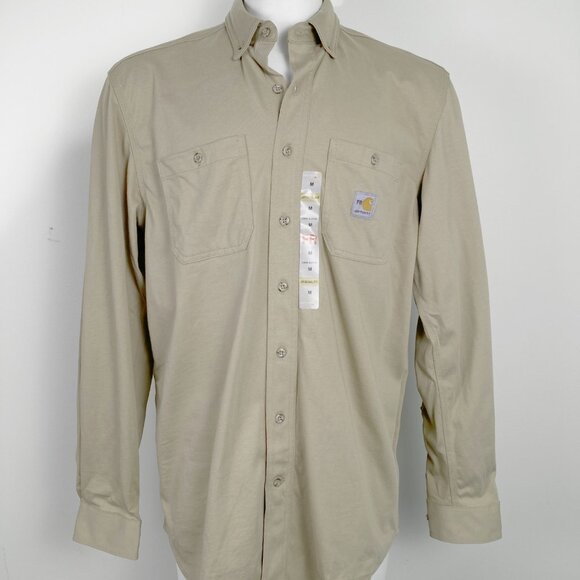 NEW $120 Carhartt FR Flame Resistant Force Cotton Hybrid Shirt!  Tan  101698 - Picture 2 of 4